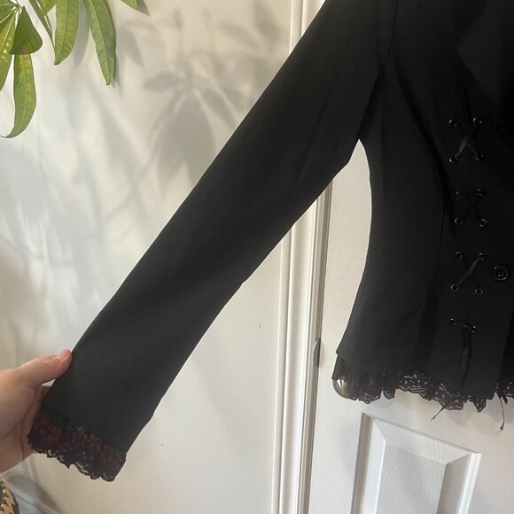 Rinascimento Vintage Italian Corset Blazer with Ruffle Lace Trim Goth Steampunk - Picture 4 of 11